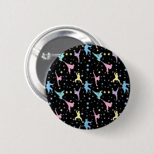 Martial Arts Karate Abstract Stars Sparkles Button