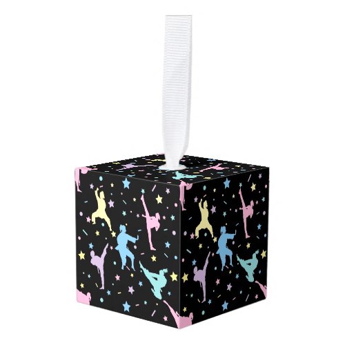 Martial Arts Karate Abstract Stars Sparkles Cube Ornament