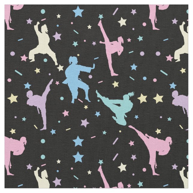 Martial Arts Karate Abstract Stars Sparkles Fabric (Close Up)