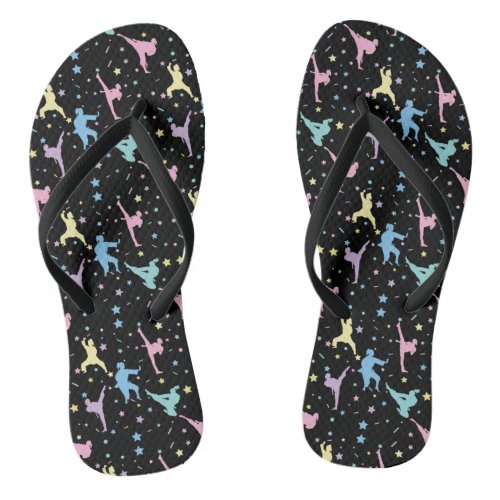 Martial Arts Karate Abstract Stars Sparkles Flip Flops