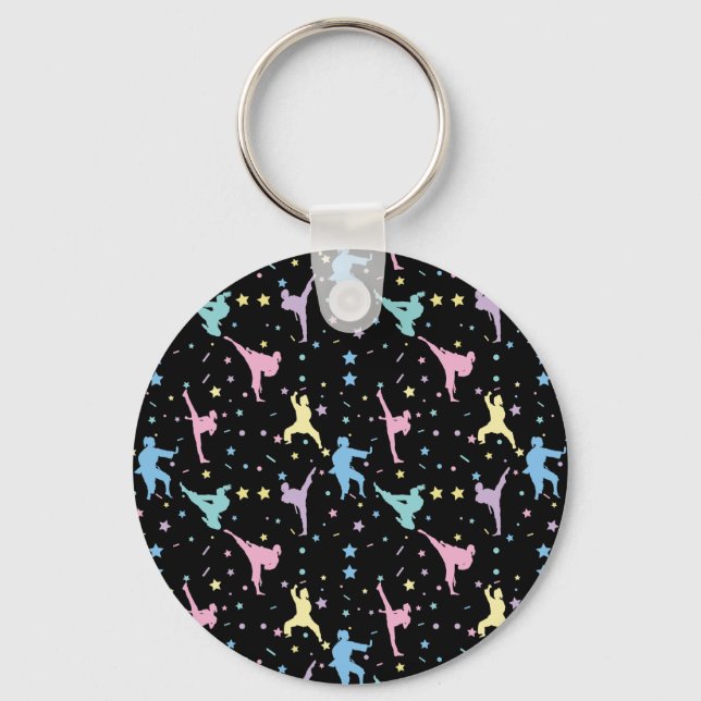 Martial Arts Karate Abstract Stars Sparkles Keychain (Front)