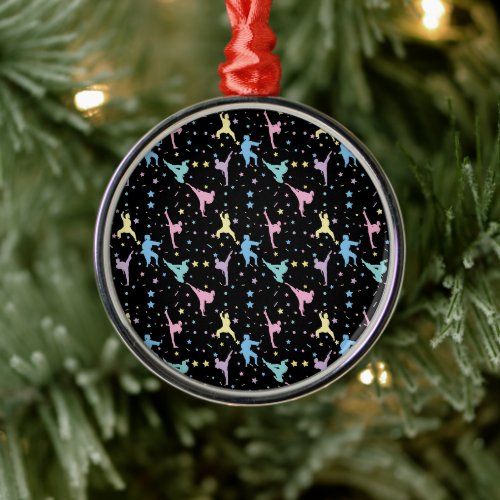 Martial Arts Karate Abstract Stars Sparkles Metal Ornament