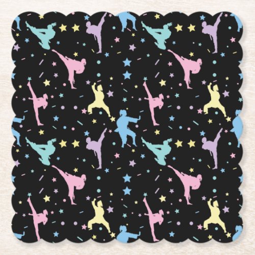 Martial Arts Karate Abstract Stars Sparkles Paper Coaster