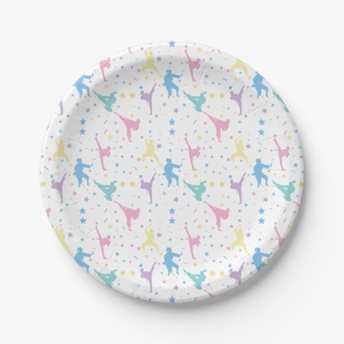 Martial Arts Karate Abstract Stars Sparkles Paper Plates