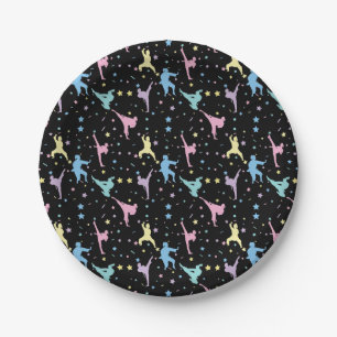 Martial Arts Karate Abstract Stars Sparkles Paper Plates