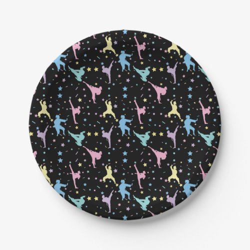 Martial Arts Karate Abstract Stars Sparkles Paper Plates