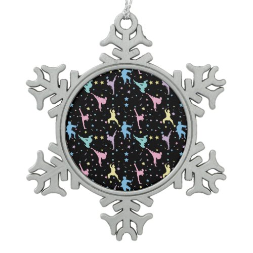 Martial Arts Karate Abstract Stars Sparkles Snowflake Pewter Christmas Ornament
