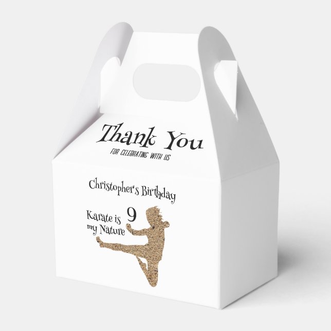 Martial Arts Karate Birthday Thank You Favor Box (Front Side)