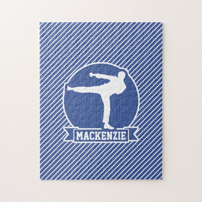 Martial Arts, Karate, Blue & White Stripes Jigsaw Puzzle (Vertical)