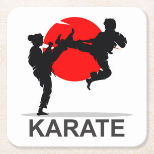 Martial Arts Karate Combat Fighting or Sparring Square Paper Coaster