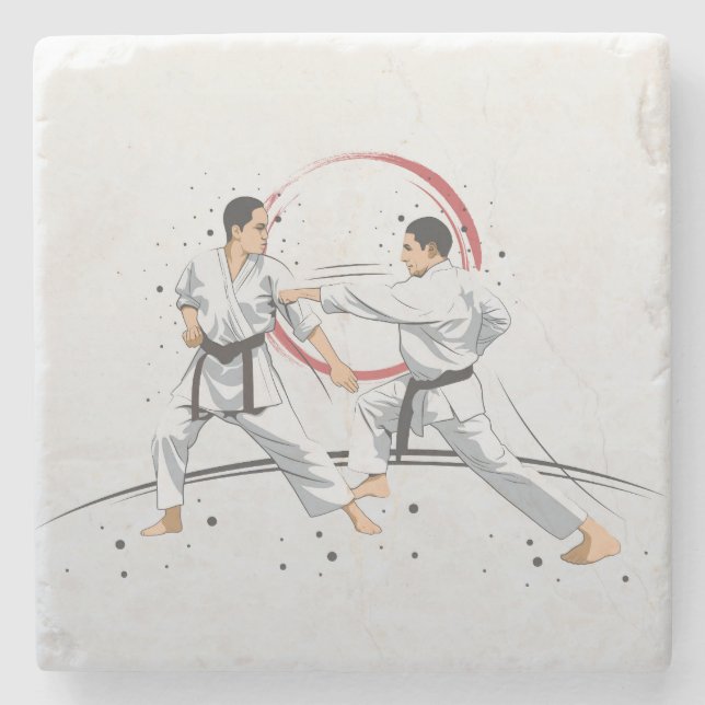 Martial Arts Karate Combat Fighting or Sparring Stone Coaster (Front)