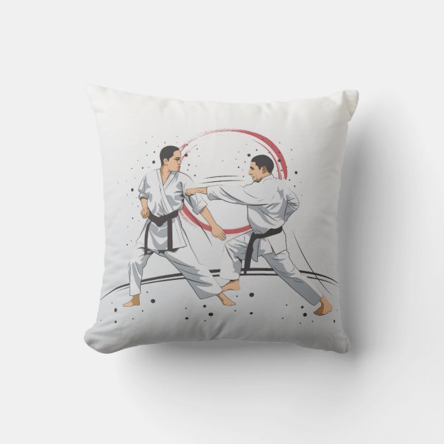 Martial Arts Karate Combat Fighting or Sparring Throw Pillow (Front)