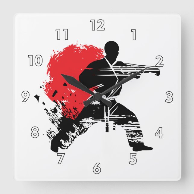 Martial Arts Karate Combat Fighting Square Wall Clock (Front)