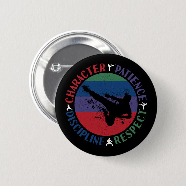 Martial Arts - Karate Core Values Button (Front & Back)