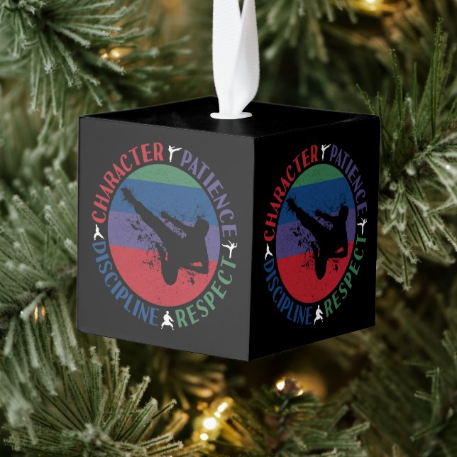 Martial Arts - Karate Core Values Cube Ornament (Tree)