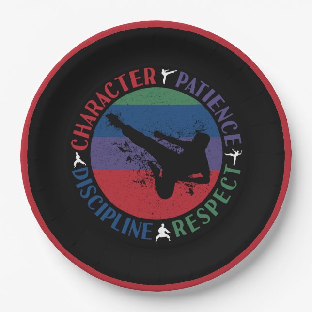 Martial Arts - Karate Core Values Paper Plates (Front)