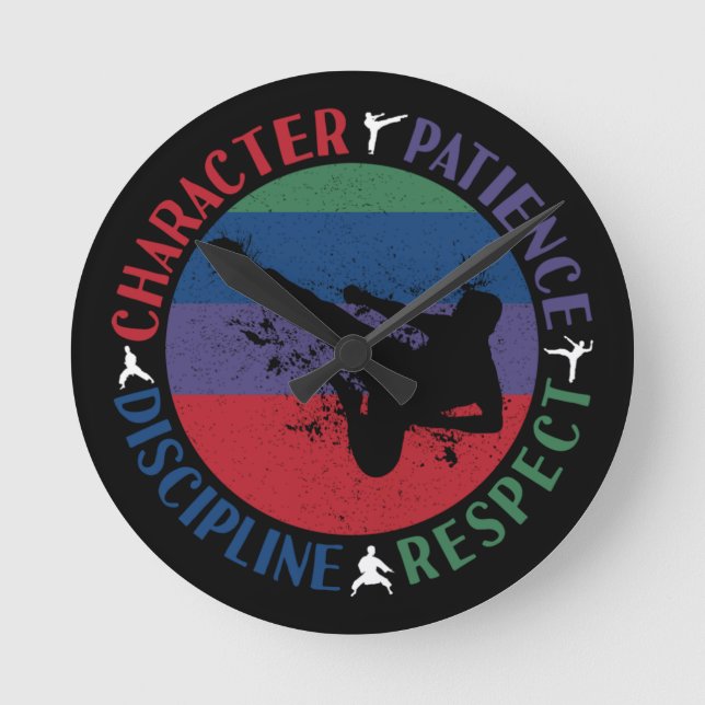 Martial Arts - Karate Core Values Round Clock (Front)