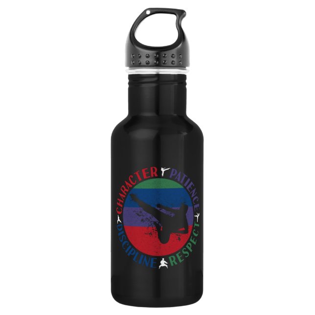 Martial Arts - Karate Core Values Stainless Steel Water Bottle (Front)
