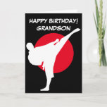 Martial arts karate custom Happy Birthday card<br><div class="desc">Martial arts karate custom Happy Birthday card. Cool personalized greeting card for kids, coach, instructor, teacher, friend, grandson, etc. Karate kick design with rising sun background. Also nice for son in law, nephew, children and other family members. Special oversized big extra large size available too. Perfect for other fight sports...</div>