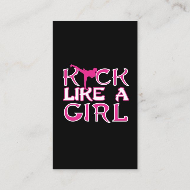 Martial Arts Karate Kickboxing Girl Fighter Business Card (Front)