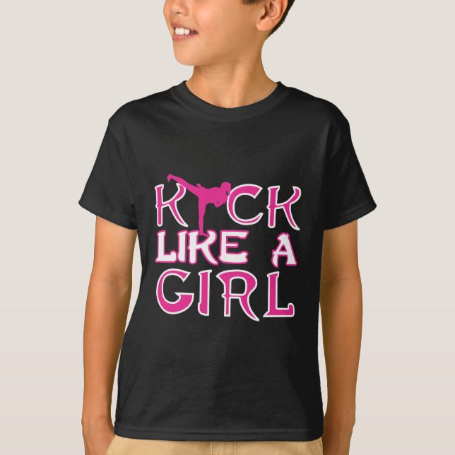 Martial Arts Karate Kickboxing Girl Fighter T-Shirt (Front)