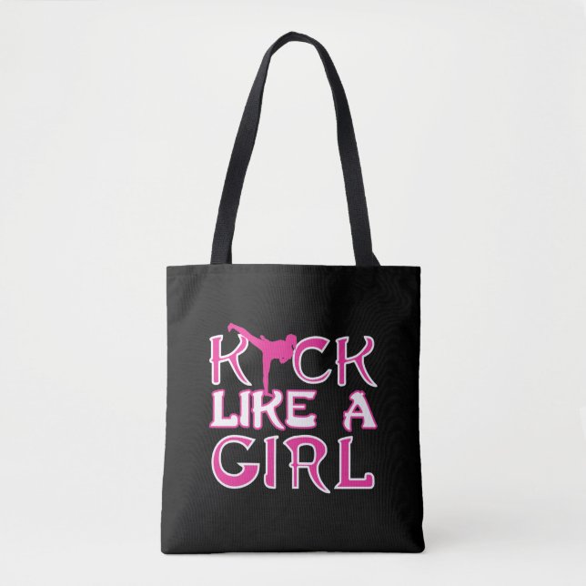 Martial Arts Karate Kickboxing Girl Fighter Tote Bag (Front)