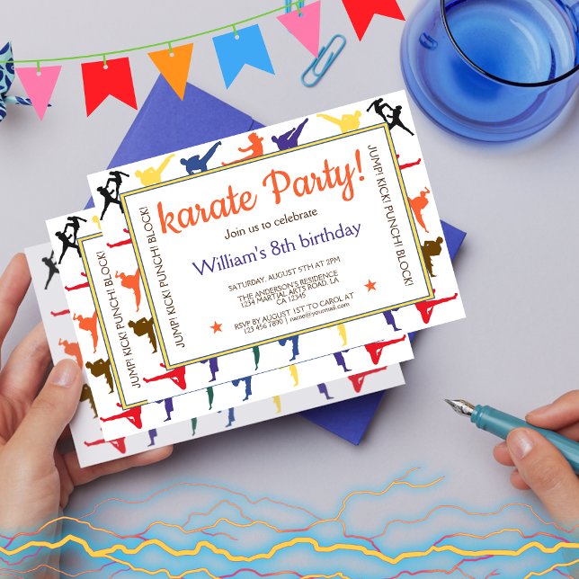 Martial Arts Karate Kids 8th Birthday Party Invitation (Creator Uploaded)
