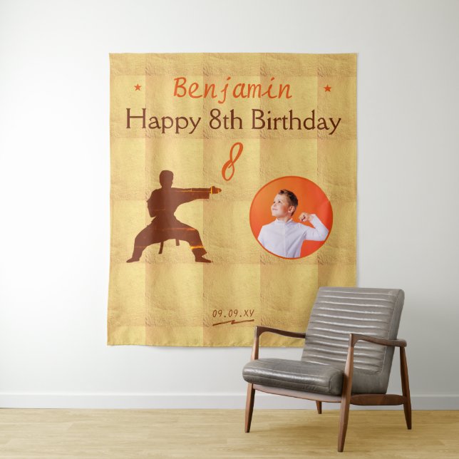 Martial Arts Karate Kids Birthday Party Backdrop (In Situ)
