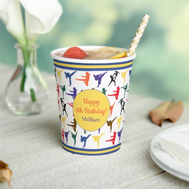 Martial Arts Karate Kids Boy Happy Birthday Party Paper Cups (Insitu)