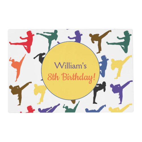 Martial Arts Karate Kids Boy Happy Birthday Party Placemat