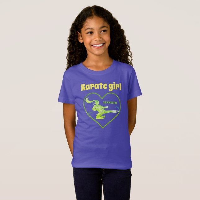 Martial Arts Kicking Girl Sport This  Cute Karate  T-Shirt (Front Full)