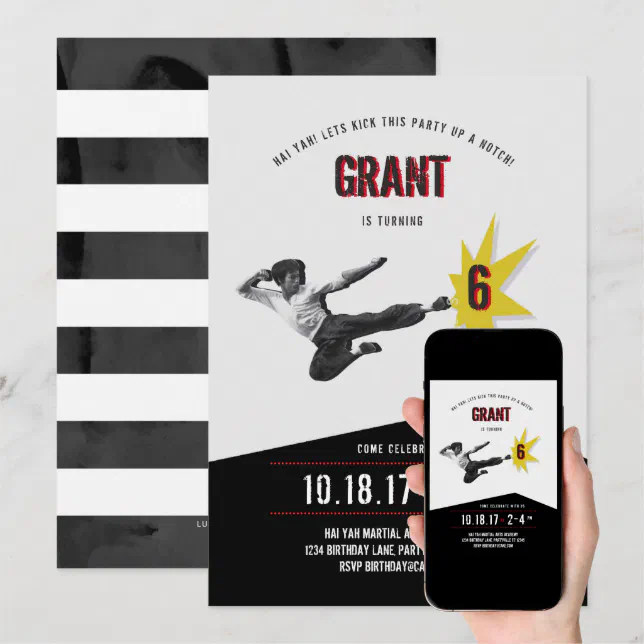 Martial Arts Kung Fu Karate Birthday Invitation | Zazzle