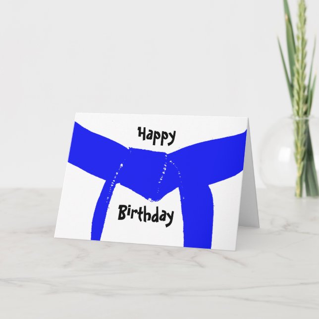 Martial Arts Light Blue Belt Birthday Card (Front)