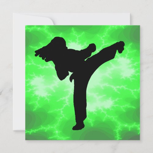 Martial Arts Lightning Girl green invitations