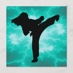 Martial Arts Lightning Invitation female in Teal