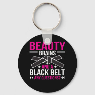 Martial Arts Lover Beauty Brains Black Belt Keychain