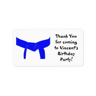 Martial Arts Lt Blue Belt Birthday Party Favor Tag