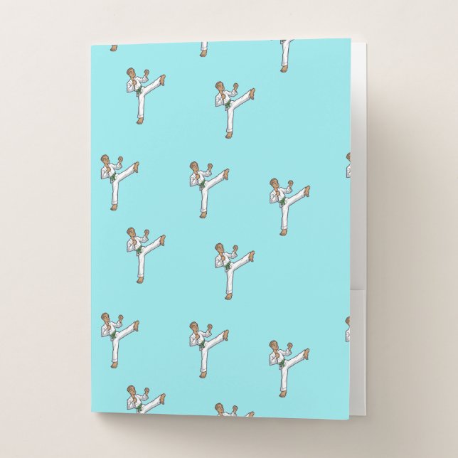 martial arts master on blue pocket folder (Front)