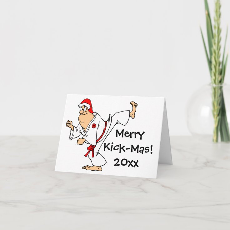 Martial Arts Merry Kick-Mas Christmas Holiday Card | Zazzle