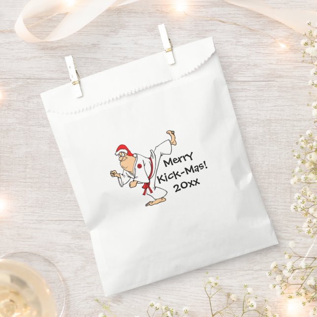 Martial Arts Merry Kick-Mas Christmas Party Favor Bag (Clipped)