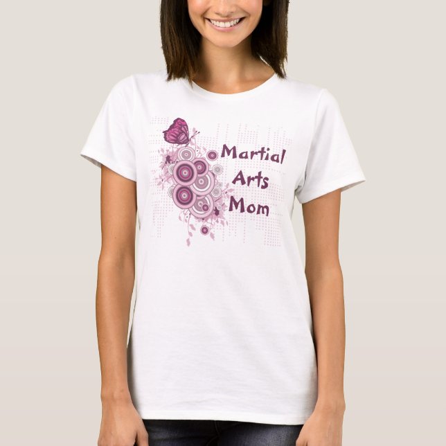 Martial Arts Mom Pink Butterfly T-Shirt (Front)