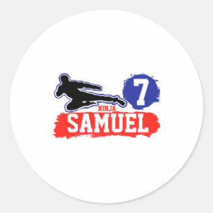 Martial Arts Ninja Warrior Theme Birthday Boy T Sh Classic Round Sticker