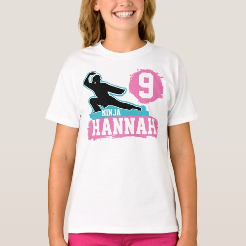 Martial Arts Ninja Warrior Theme Birthday Girl T_Shirt