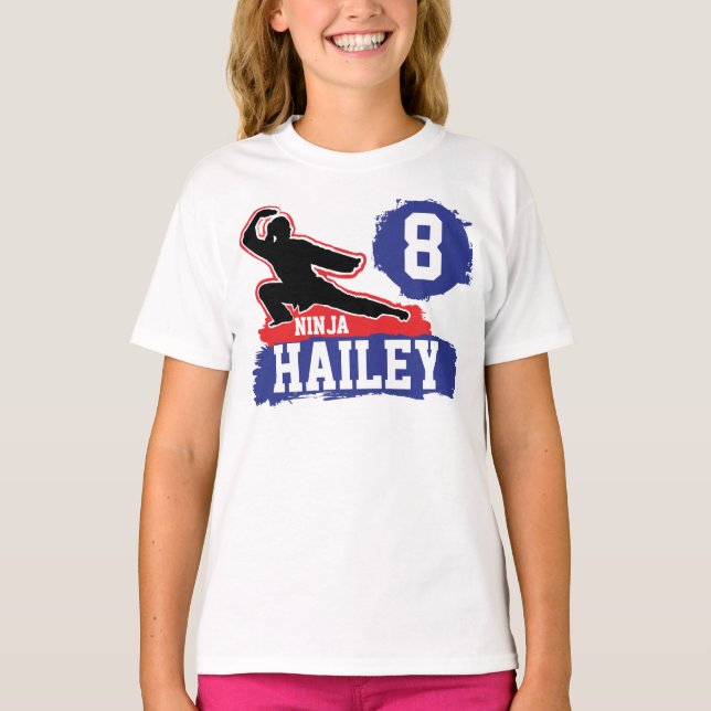 Martial Arts Ninja Warrior Theme Birthday Girl T-Shirt (Front)