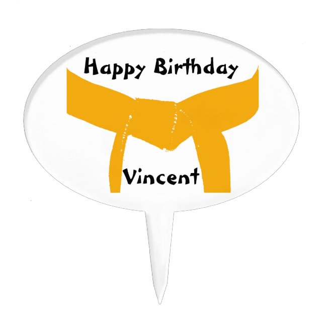 Martial Arts Orange Belt Birthday Party Cake Topper (Front)