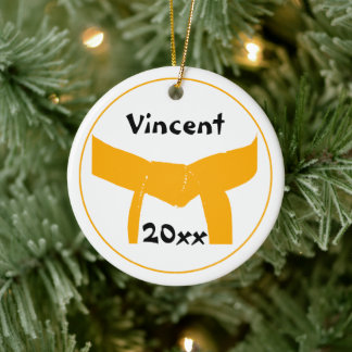 Martial Arts Orange Belt Ceramic Ornament