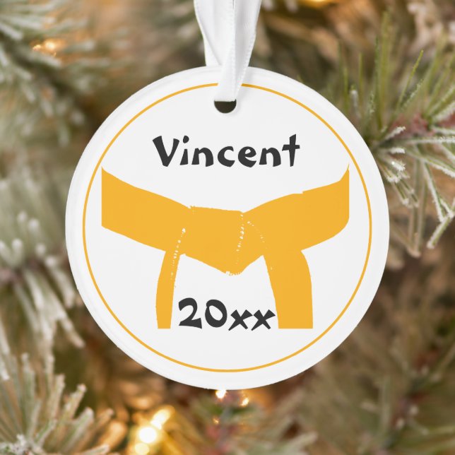 Martial Arts Orange Belt Dated Ornament (Tree)