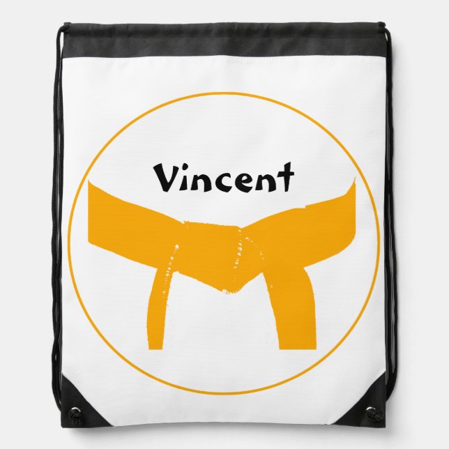 Martial Arts Orange Belt Drawstring Bag (Front)