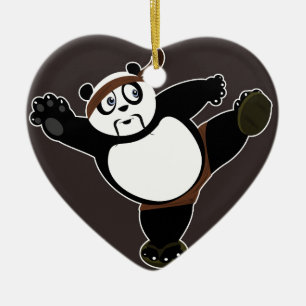Martial Arts Panda 2 - Brown Ceramic Ornament