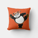 Martial Arts Panda - Brown Throw Pillow